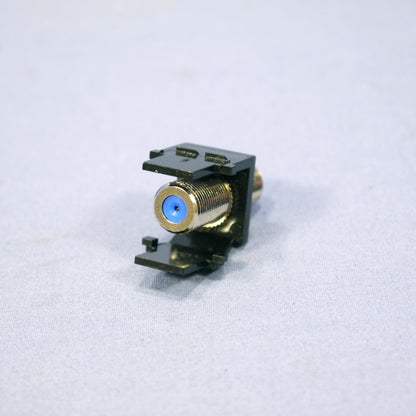 Leviton Black Quickport F-Type Coax Cable Jack 75-Ohm w/ Blue Center 41084-FEF