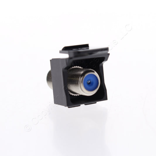 STYLE Leviton Black Quickport F-Type Coax Cable Jack 75-Ohm w/ Blue Center