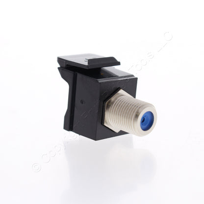 STYLE Leviton Black Quickport F-Type Coax Cable Jack 75-Ohm w/ Blue Center