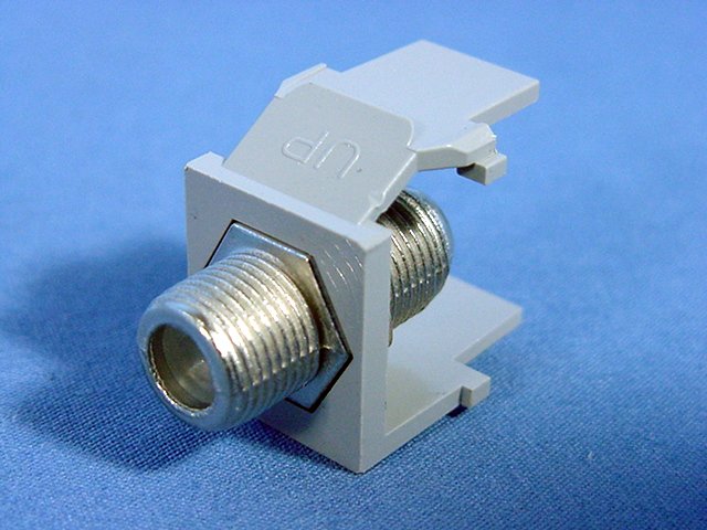 Leviton 41084-FGF Gray Quickport Snap-In Female F-Type Coaxial Cable Jack 75-Ohm