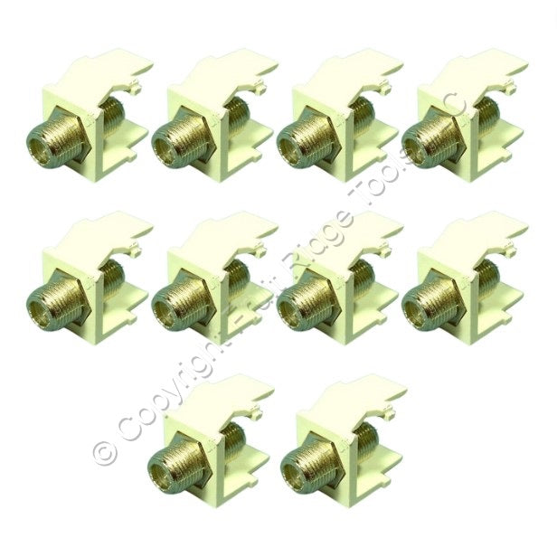 10 Leviton Light Almond Quickport F-Type Coaxial Video Cable Jacks 75-Ohm