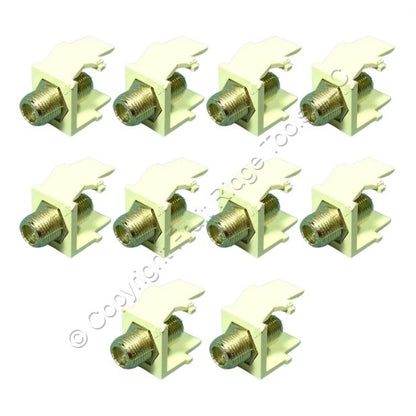 10 Leviton Light Almond Quickport F-Type Coaxial Video Cable Jacks 75-Ohm