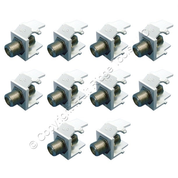 10 Leviton White Quickport F-Type Snap-In Coaxial Video Cable Jacks 75-Ohm 41084