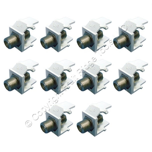 10 Leviton White Quickport F-Type Snap-In Coaxial Video Cable Jacks 75-Ohm 41084