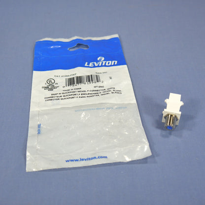 Leviton White Quickport Coaxial Video Cable Jack 75-Ohm w/ Blue Center 41084-FWF