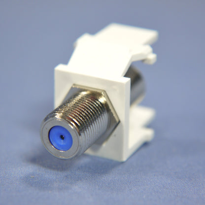 Leviton White Quickport Coaxial Video Cable Jack 75-Ohm w/ Blue Center 41084-FWF