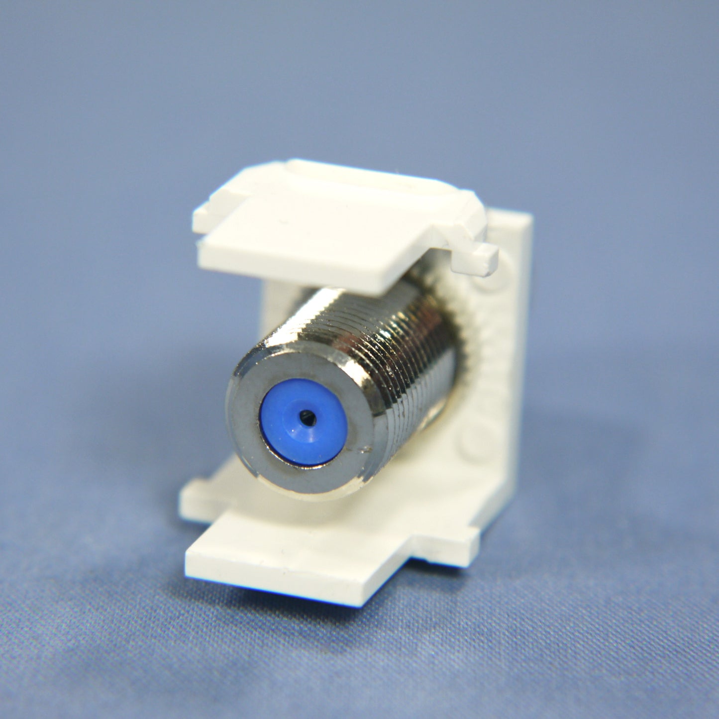 Leviton White Quickport Coaxial Video Cable Jack 75-Ohm w/ Blue Center 41084-FWF