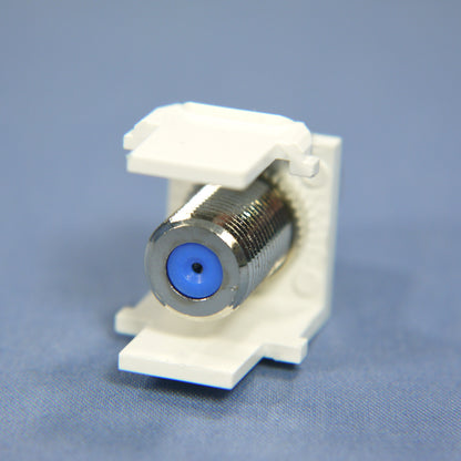 Leviton White Quickport Coaxial Video Cable Jack 75-Ohm w/ Blue Center 41084-FWF