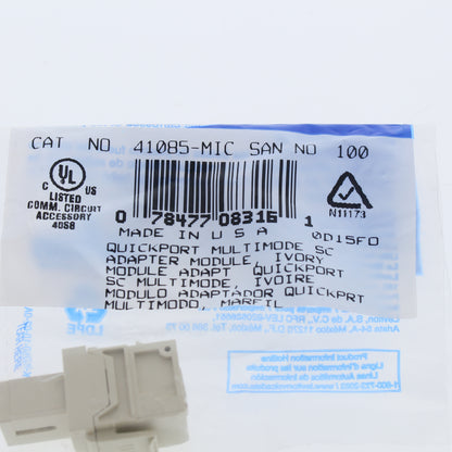 Ivory Quickport Multimode Simplex Fiber Optic Uplink Adapter Module 41085-MIC