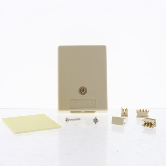 Leviton Ivory Duplex Surface Mount Phone Jack 6-Wire & T568B Cat 3 110 41086-IDB