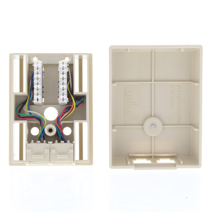 Leviton Ivory Duplex Surface Mount Phone Jack 6-Wire & T568B Cat 3 110 41086-IDB