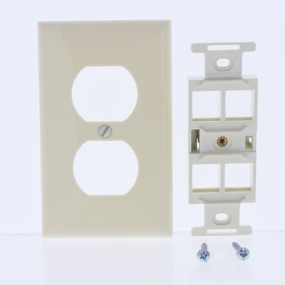 Leviton 41087-4A Almond 1-Gang Flush Snap-In 4-Port Duplex Style 106 Insert