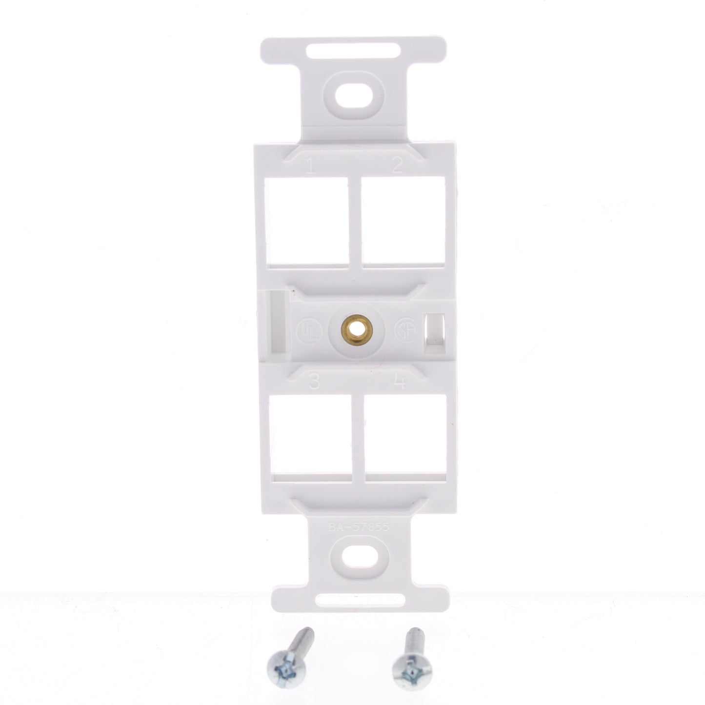 Leviton 41087-4W White Snap-In 4-Port Duplex Style 106 Insert Wallplate Cover
