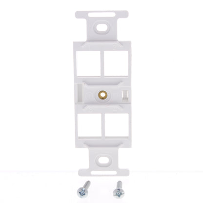 Leviton 41087-4W White Snap-In 4-Port Duplex Style 106 Insert Wallplate Cover