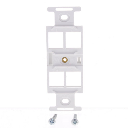 Leviton 41087-4W White Snap-In 4-Port Duplex Style 106 Insert Wallplate Cover