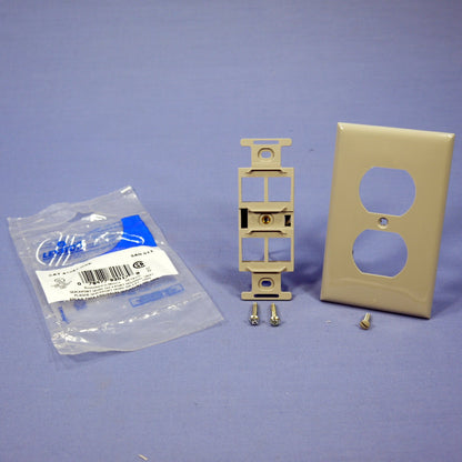 Leviton Gray Quickport 1-Gang 4-Port Duplex Wallplate Quad 106 Insert 41087-QGP