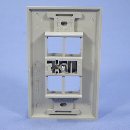Leviton Gray Quickport 1-Gang 4-Port Duplex Wallplate Quad 106 Insert 41087-QGP