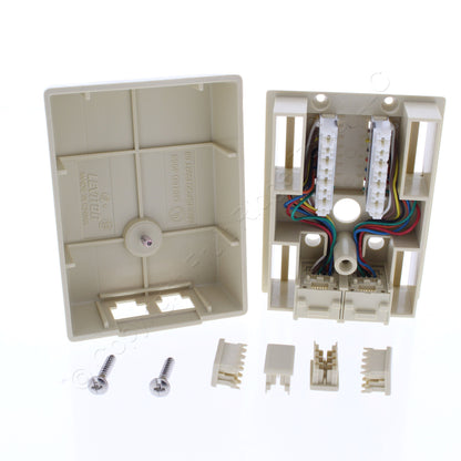 Leviton 41088-IDB Ivory Dual Surface Mount Modular T568B Jack Cat3 Keyed 8P8C