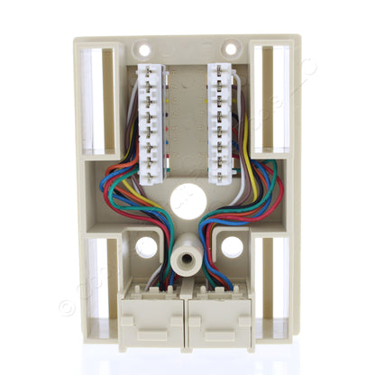 Leviton 41088-IDB Ivory Dual Surface Mount Modular T568B Jack Cat3 Keyed 8P8C