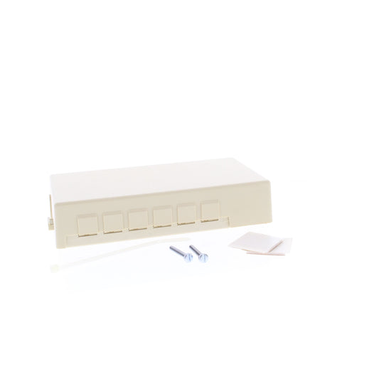 Leviton Ivory 6-Port Surface Mount Data Phone Jack Housing Box 41089-IIP