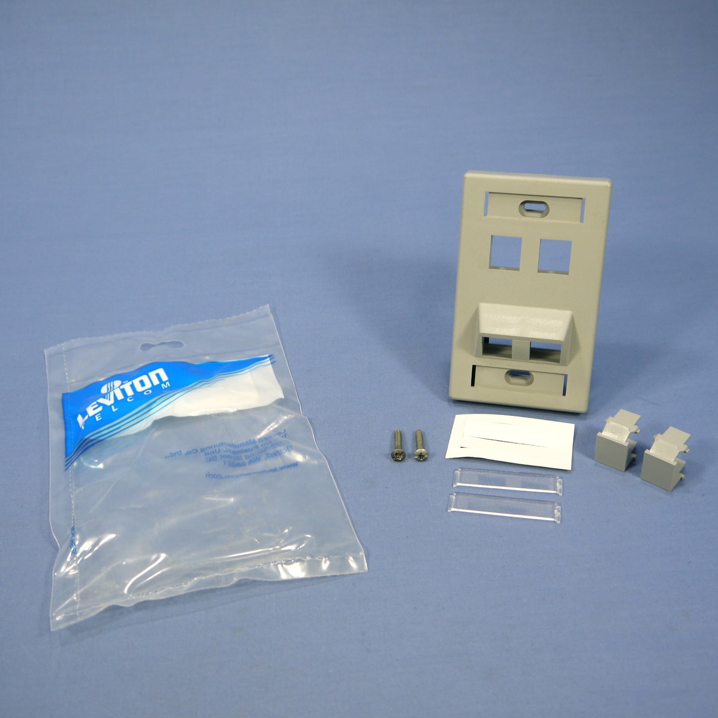 Leviton Gray Quickport Angled 1-Gang 4-Port Wallplate w/ID Windows 41090-SMG