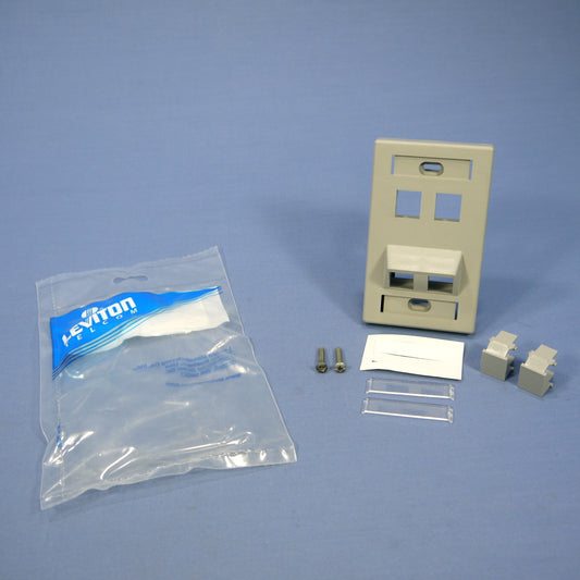 Leviton Gray Quickport Angled 1-Gang 4-Port Wallplate w/ID Windows 41090-SMG
