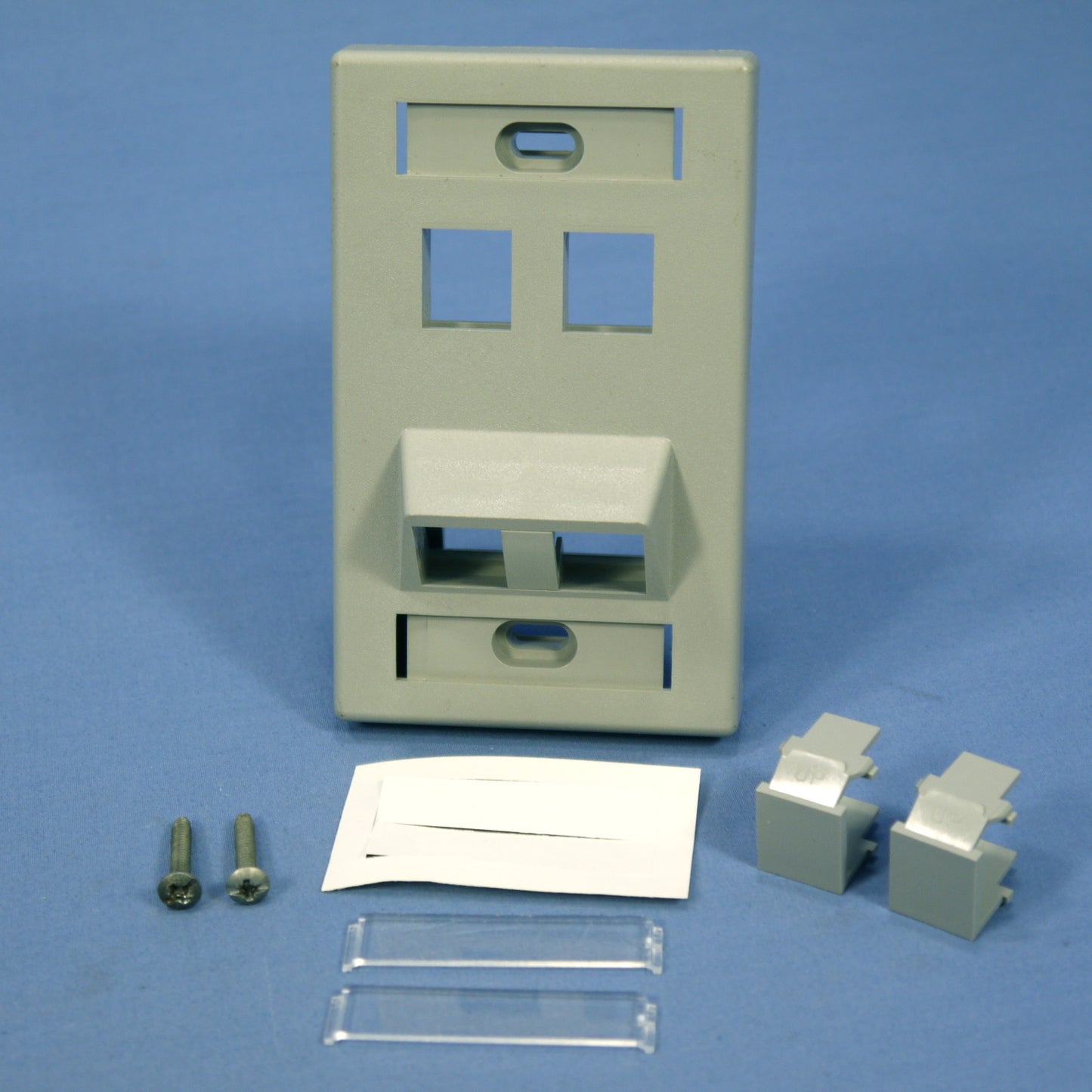 Leviton Gray Quickport Angled 1-Gang 4-Port Wallplate w/ID Windows 41090-SMG