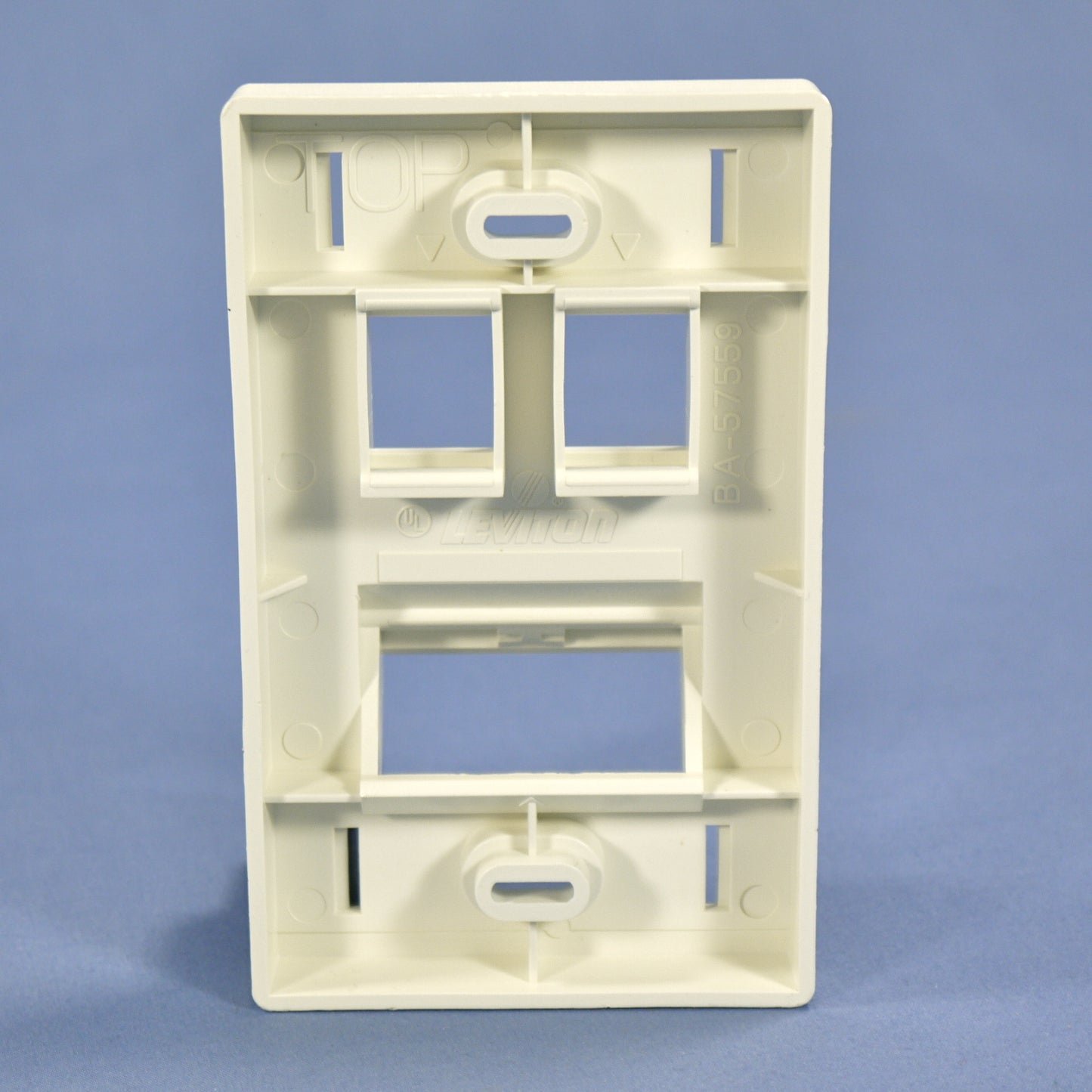 Leviton White Quickport Angled 4-Port Wallplate with Label ID Windows 41090-SMW