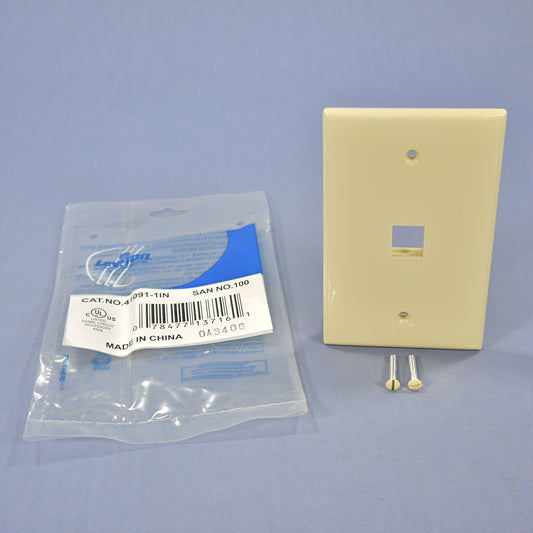Leviton 41091-1IN Ivory Midway Size Quickport 1-Port Flush Mount Wallplate Cover