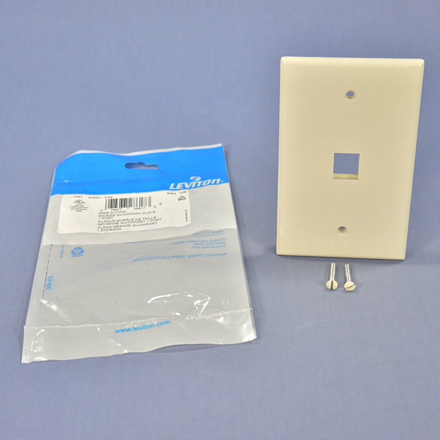 Leviton Light Almond Large Midway Quickport 2-Port Flush Wallplate 41091-1TN