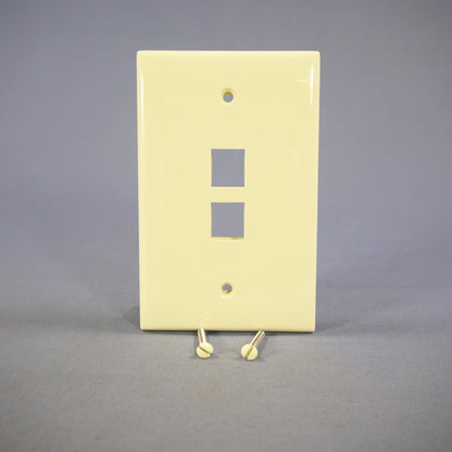 Leviton Almond Large Midway Quickport 2-Port Flush 1G Wallplate 1-Gang 41091-2AN