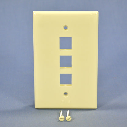 Leviton Almond Large Midway Quickport 3-Port Flush Mount Wallplate 41091-3AN
