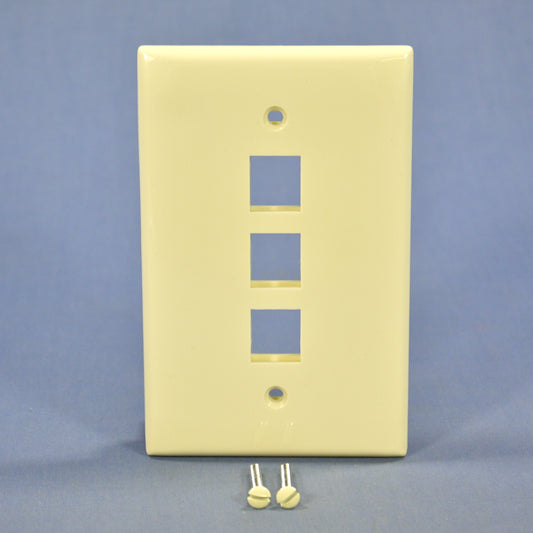 Leviton Almond Large Midway Quickport 3-Port Flush Mount Wallplate 41091-3AN