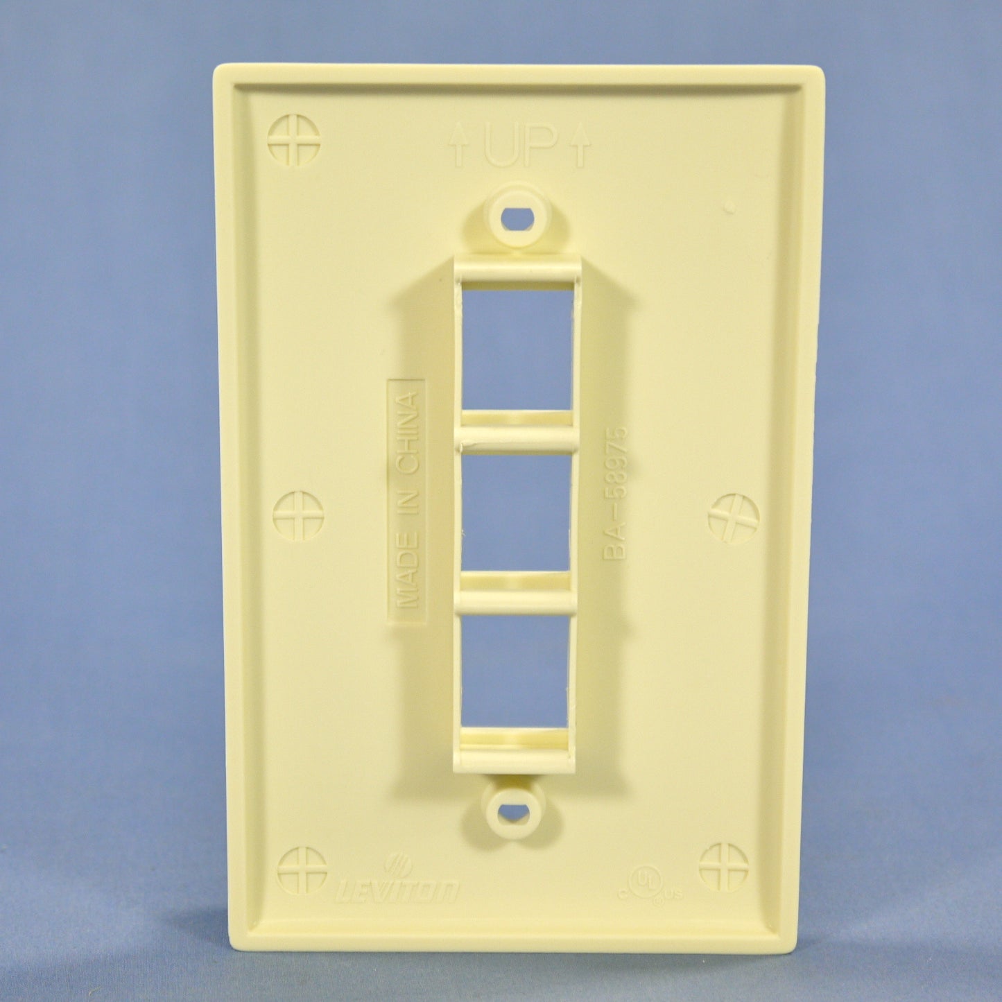 Leviton Almond Large Midway Quickport 3-Port Flush Mount Wallplate 41091-3AN