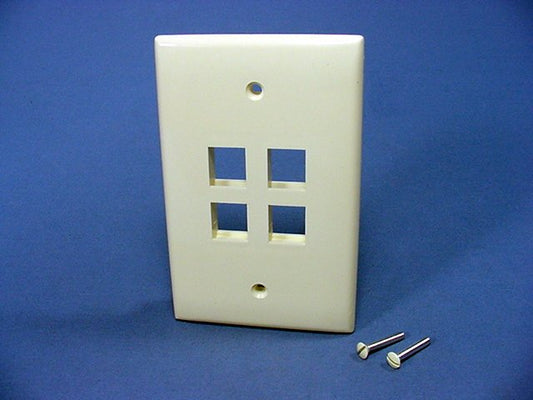 Leviton Almond Large Midway 1-Gang Quickport 4-Port Wallplate Cover 41091-4AN