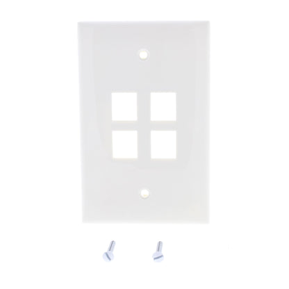 Leviton 41091-4WN White 1-Gang Large Midway Quickport 4-Port Wallplate Cover