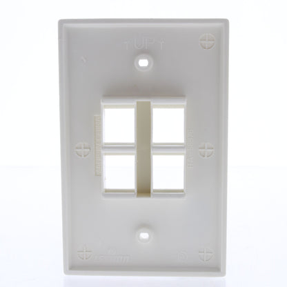 Leviton 41091-4WN White 1-Gang Large Midway Quickport 4-Port Wallplate Cover