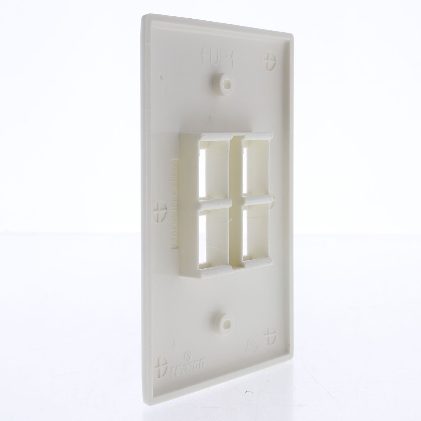 Leviton 41091-4WN White 1-Gang Large Midway Quickport 4-Port Wallplate Cover