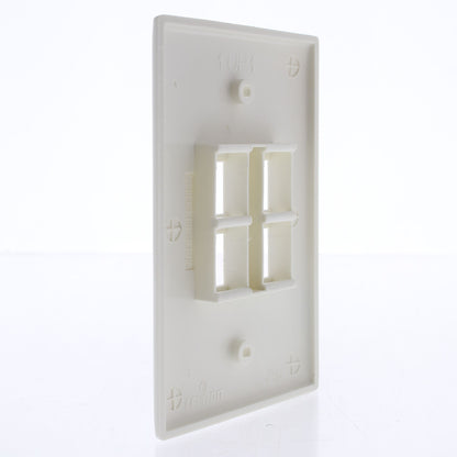 Leviton 41091-4WN White 1-Gang Large Midway Quickport 4-Port Wallplate Cover