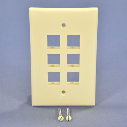 Leviton Almond Large Midway Quickport 6-Port Flush Mount Wallplate 41091-6AN
