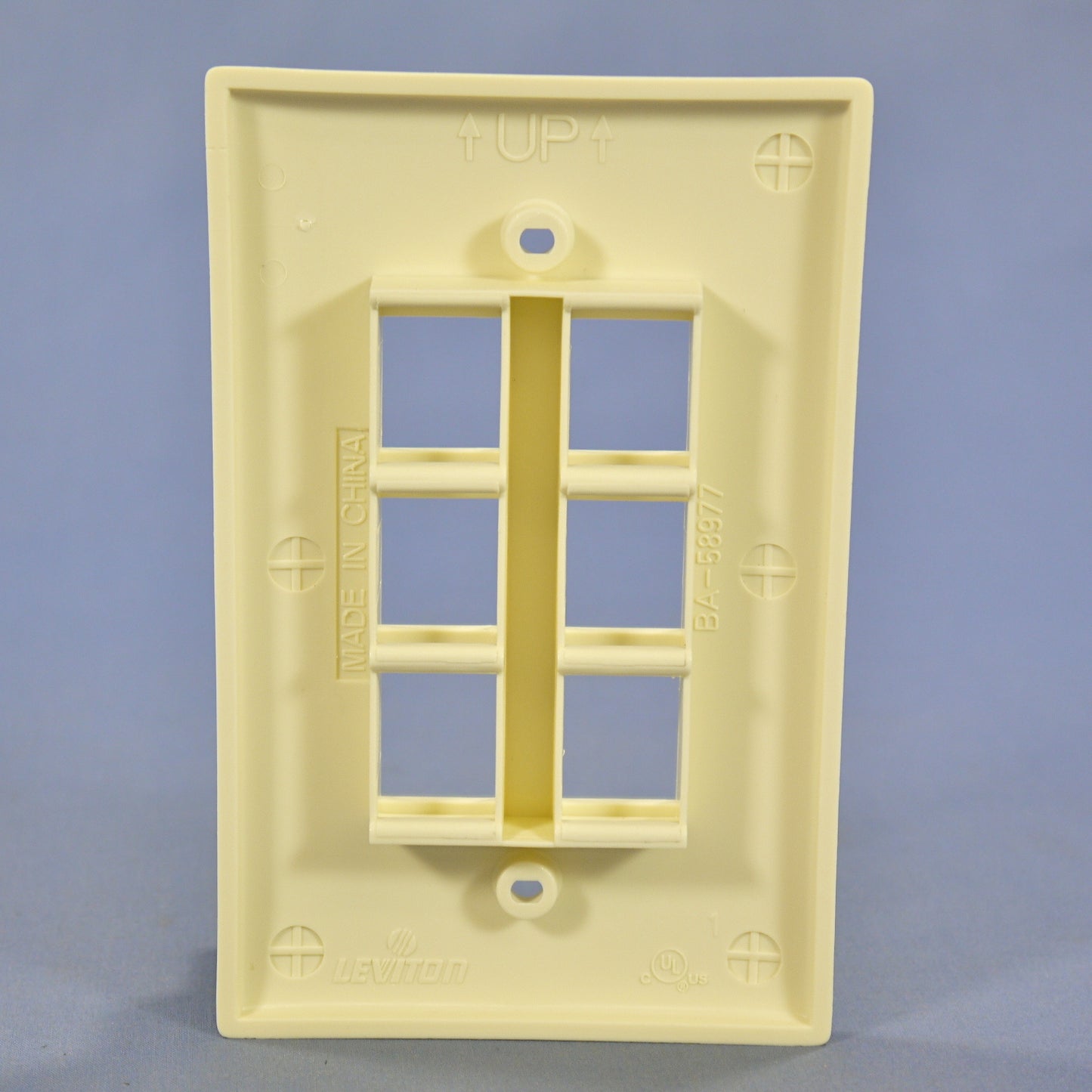 Leviton Almond Large Midway Quickport 6-Port Flush Mount Wallplate 41091-6AN