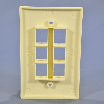Leviton Almond Large Midway Quickport 6-Port Flush Mount Wallplate 41091-6AN