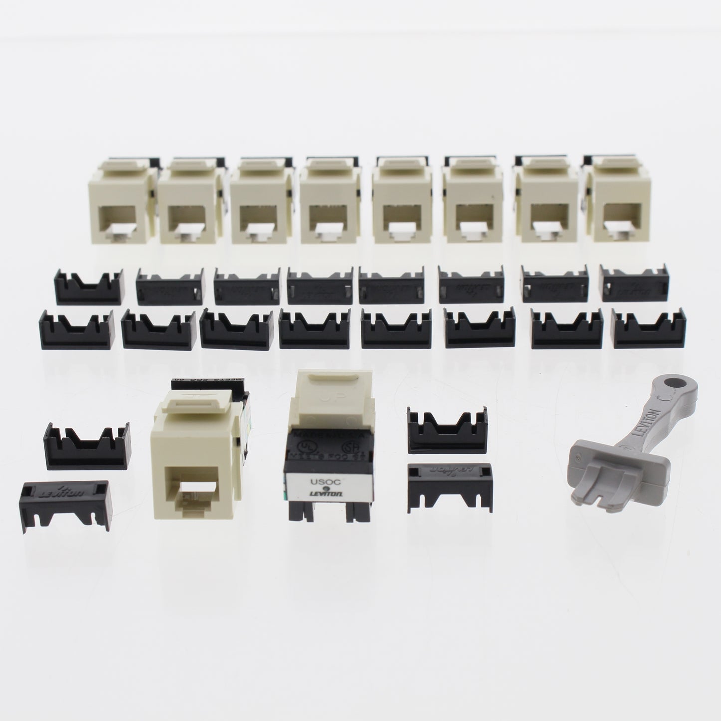 10 Leviton Almond Quickport 6-Wire Voice Phone Jacks RJ11 6P6C Telephone 41106-A