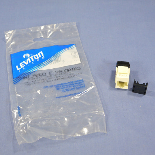 Leviton 41108-KA3 Almond Keyed Cat 3 Snap-In Quickport Jack Cat3 RJ45 Telephone