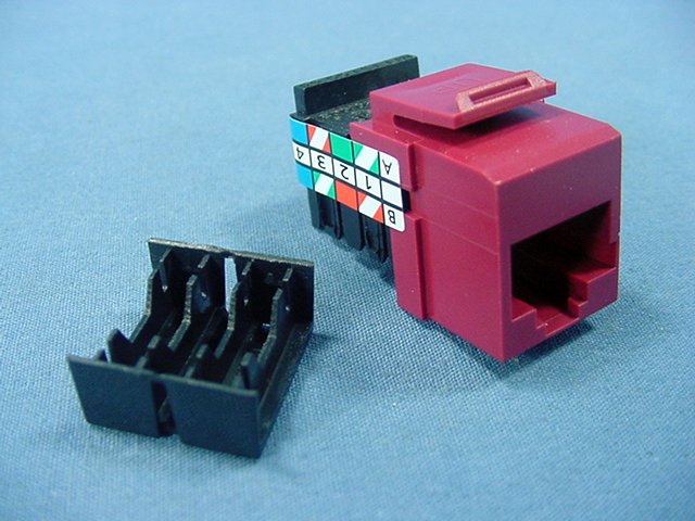 Leviton Red Keyed Cat 3 Snap-In Quickport Data Voice Jack RJ45 Phone 41108-KR3