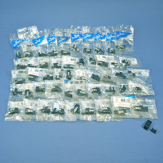 50 Leviton Black Cat 3 Data Phone Quickport Jacks Cat3 RJ45 Telephone 41108-RE3