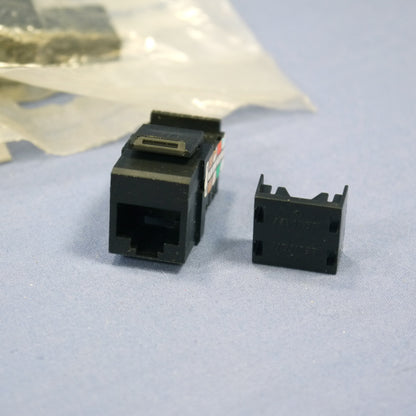 50 Leviton Black Cat 3 Data Phone Quickport Jacks Cat3 RJ45 Telephone 41108-RE3