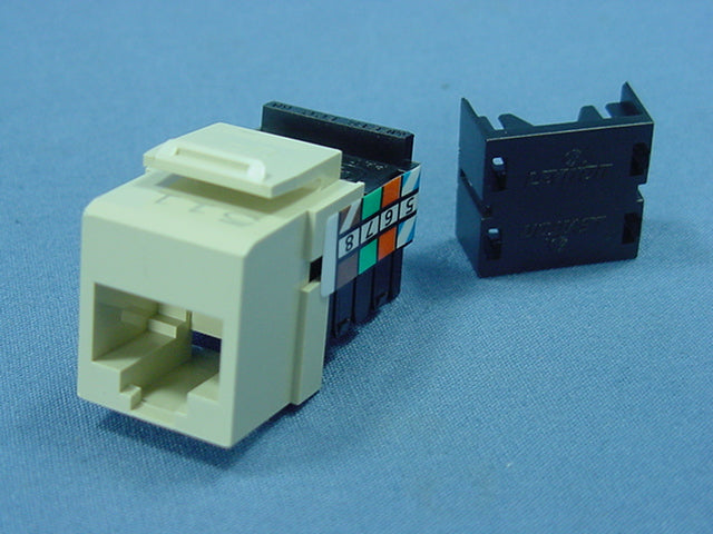 Leviton Ivory Quickport 8-Wire Voice Snap-In Jack RJ45 Telephone 41108-RI8
