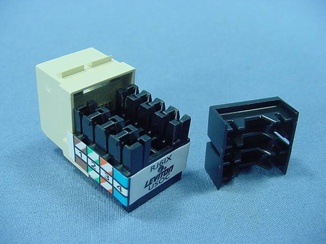 Leviton Ivory Quickport 8-Wire Voice Snap-In Jack RJ45 Telephone 41108-RI8