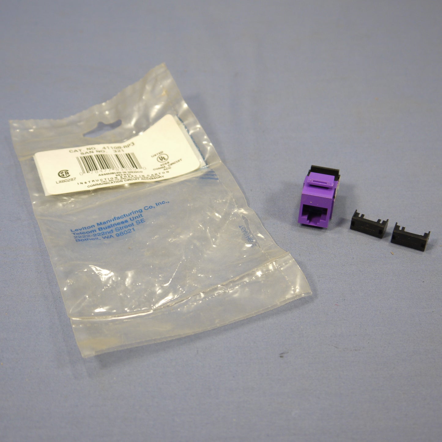 Leviton Purple Cat 3 Data Phone Quickport Jack Cat3 RJ45 Telephone 41108-RP3